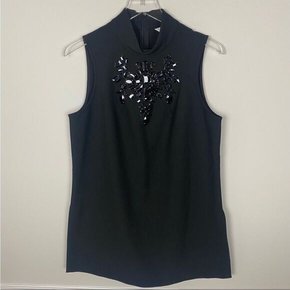 Trina Turk Black Embellished Blouse Size 10 - Picture 1 of 3